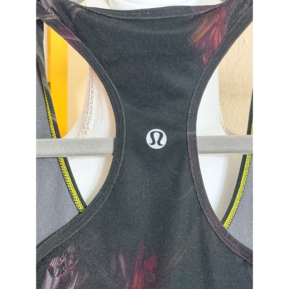 Lululemon Cool Racerback Tank Top Moody Mirage Black Multi Floral Athletic Yoga - Picture 3 of 3